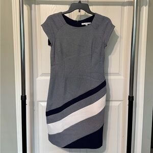 Studio One Dress Navy White Pattern
